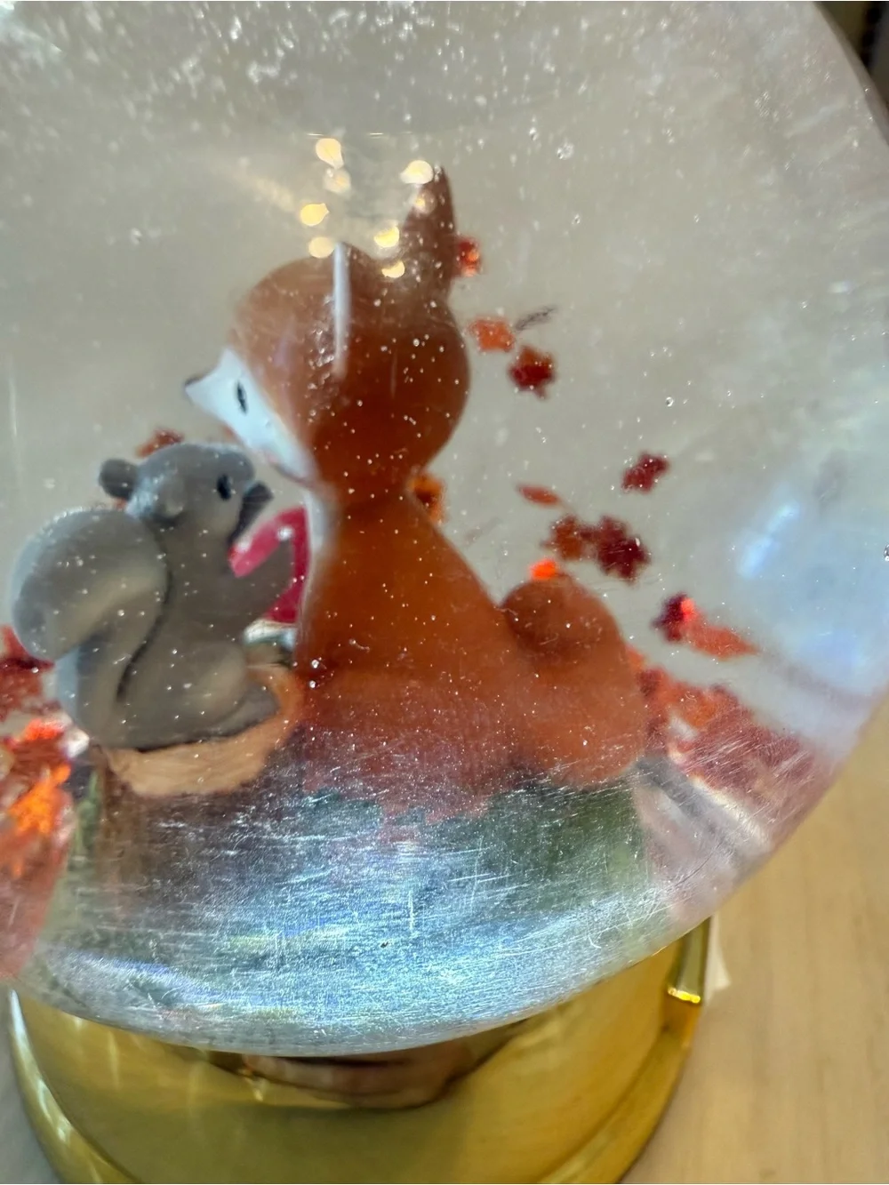 🦊 Bath & Body Works Autumn Fox Squirrel Snow Globe Candle Pedestal Woodland 🐿️